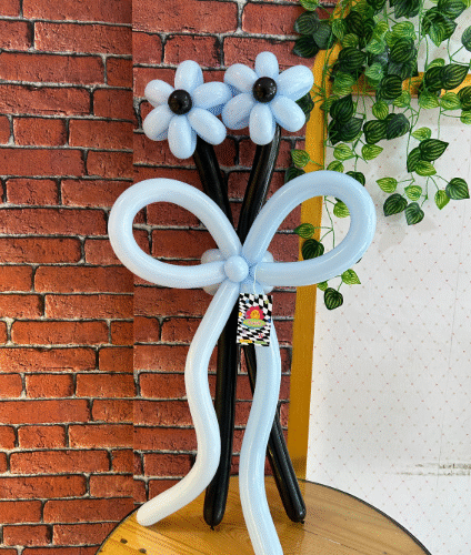 2 Stem Balloon Bouquet (Mix Tulip Daisy or Double)