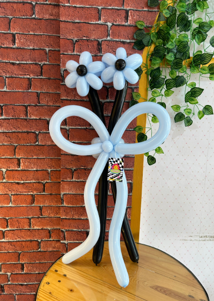 2 Stem Balloon Bouquet (Mix Tulip Daisy or Double)