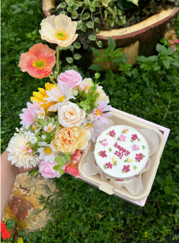 Artificial Flower Cake Box